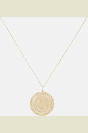Sydney Evan Happy Face 14kt yellow charm necklace with diamonds