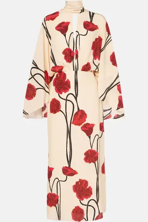 JOHANNA ORTIZ Draped floral silk maxi dress