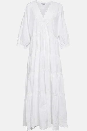 Juliet Dunn Embroidered cotton poplin maxi dress