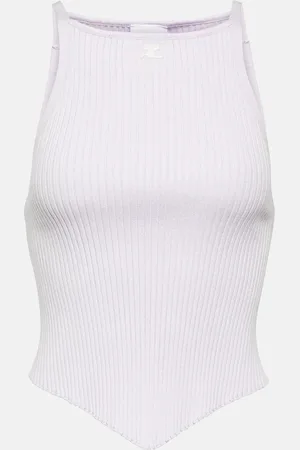 Courrèges Logo ribbed-knit tank top