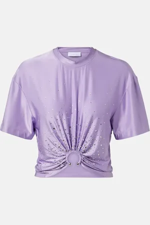Paco rabanne Embellished ring-detail cropped T-shirt