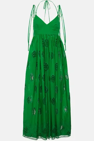 Erdem Embroidered cotton-blend midi dress
