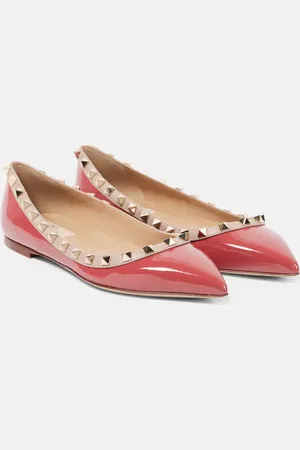 VALENTINO GARAVANI Rockstud patent leather ballet flats