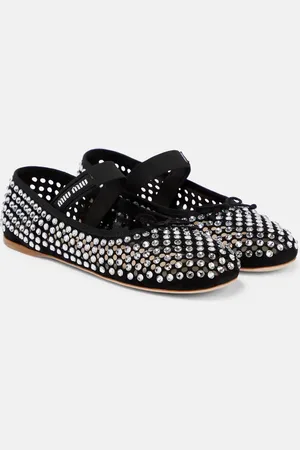 Miu Miu Logo-strap embellished ballet flats
