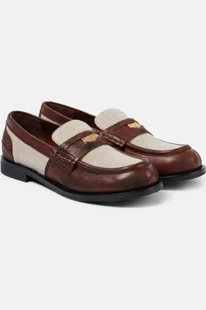 Miu Miu Logo leather-trimmed loafers