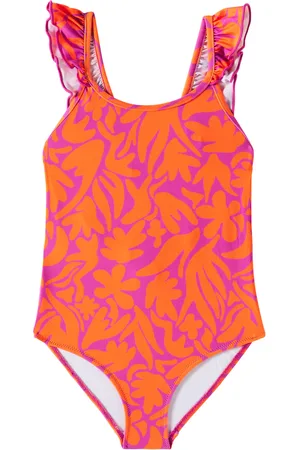 Il gufo Printed ruffled swimsuit