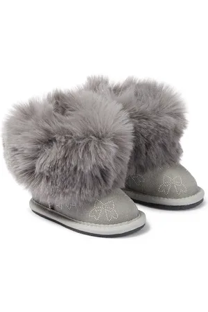 MONNALISA Baby faux fur-trim suede boots