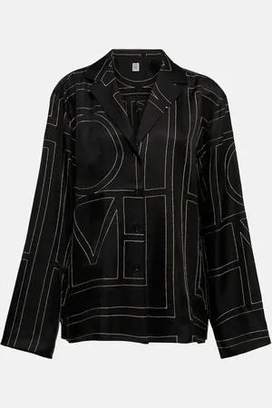Totême Logo-embroidered silk shirt