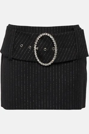 Alessandra Rich Low-rise wool-blend pinstriped miniskirt