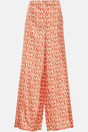VERSACE Logo wide-leg silk pants