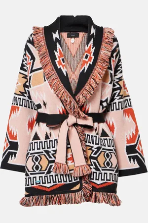 Alanui Geometric Roots wool jacquard cardigan
