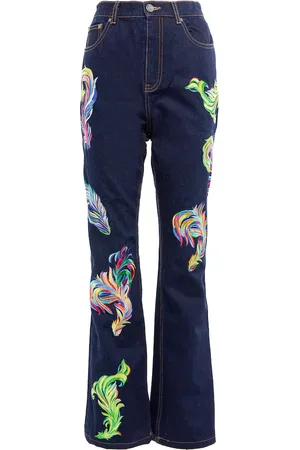 AREA Embroidered high-rise straight jeans