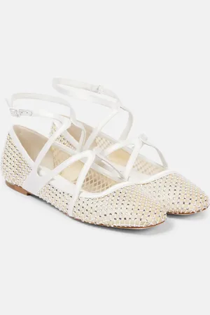 Jimmy Choo Astoria embellished mesh ballet flats