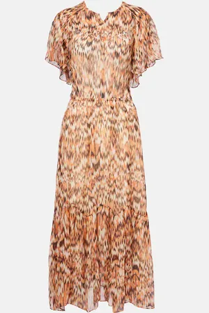 Isabel Marant Odelia printed gathered silk midi dress
