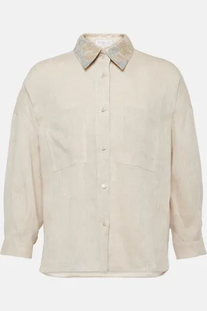 Brunello Cucinelli Embellished linen shirt
