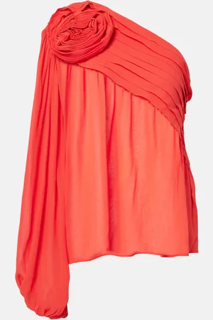 Farm Rio Floral-appliquÃ© one-shoulder top