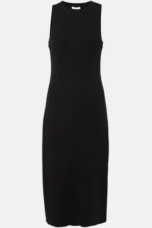 Vince Ribbed-knit jersey midi dress