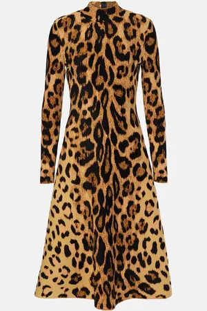 Oscar de la Renta Jaguar leopard-print jacquard midi dress