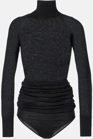 Alaïa Draped wool turtleneck bodysuit
