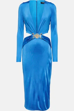 VERSACE Medusa Biggie cutout satin midi dress