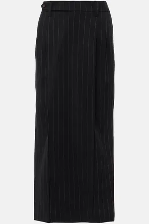 Brunello Cucinelli Pinstripe wool and cotton midi skirt