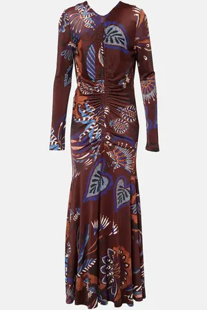 Farm Rio Delicate Garden ruched maxi dress