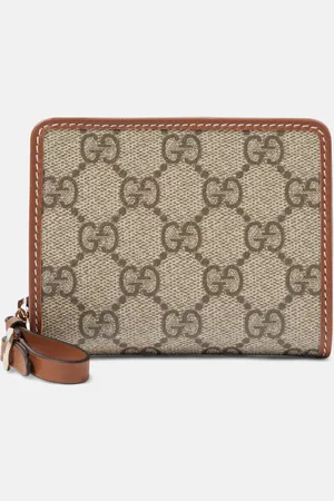 Gucci GG Canvas Mini leather-trimmed wallet