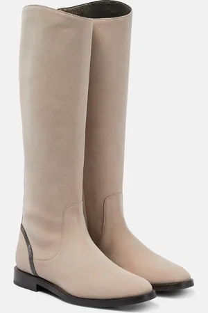 Brunello Cucinelli Embellished suede knee-high boots