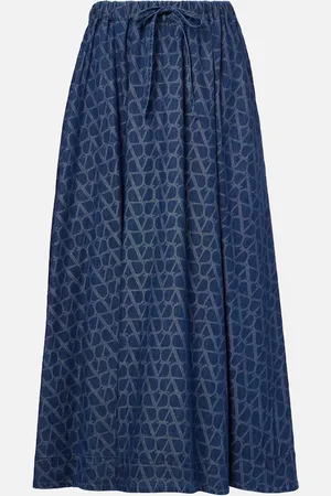 VALENTINO Toile Iconographe denim midi skirt