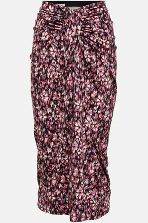 Marant Etoile Printed ruched jersey midi skirt