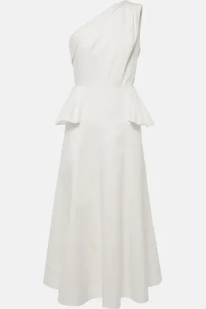 Roland Mouret One-shoulder cotton poplin midi dress