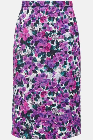 DRIES VAN NOTEN Floral croc-effect midi skirt