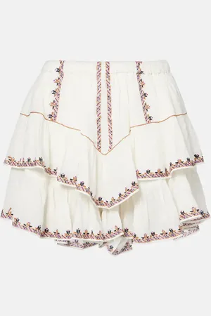 Marant Etoile Jocadia ruffled embroidered cotton shorts