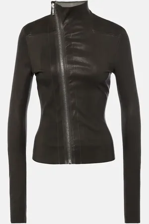 Rick Owens Gary leather and cotton jacket