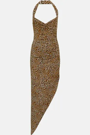 Norma Kamali Cayla leopard-print asymmetric maxi dress