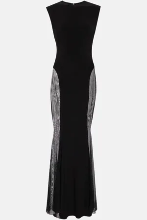 Norma Kamali Paneled jersey and mesh maxi dress