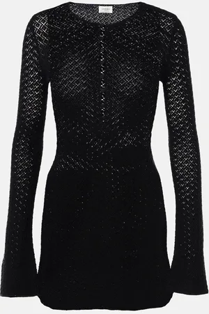 Saint Laurent Wool-blend crochet minidress