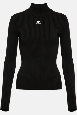 Courrèges Logo ribbed-knit turtleneck sweater