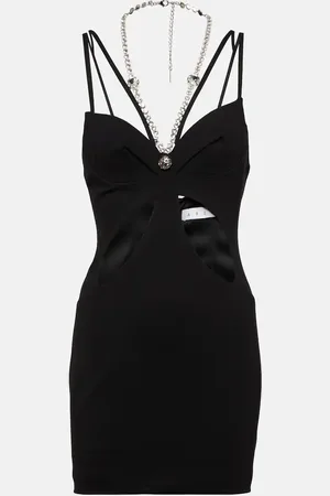 AREA Crystal-embellished cutout minidress