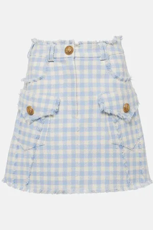 Balmain Checked cotton-blend tweed miniskirt