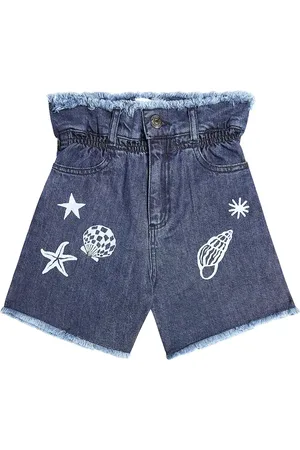 The New Society Lagoon embroidered denim shorts