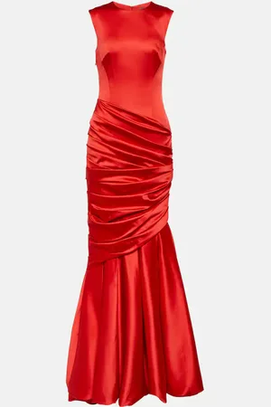 Rasario Satin fishtail maxi gown
