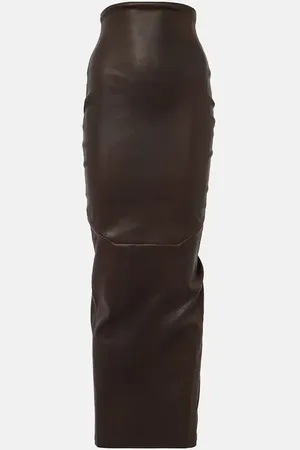 Rick Owens Dirt Pillar leather and cotton maxi skirt