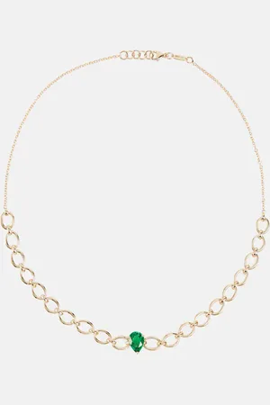 Nadine Aysoy Catena 18kt gold necklace with emerald