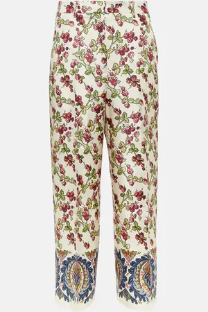 Etro Printed silk wide-leg culotte pants