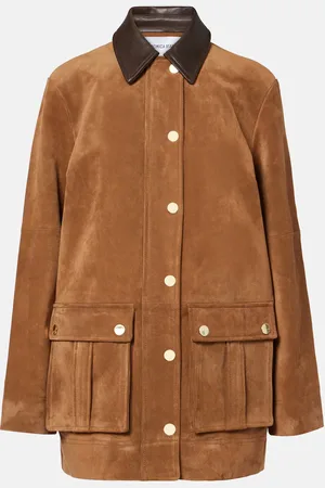 VERONICA BEARD Suz leather-trimmed suede jacket