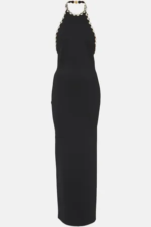 GALVAN Globe-embellished halterneck dress