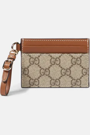 Gucci GG Canvas leather-trimmed card case