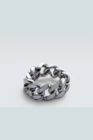 Shay Link 18kt white gold ring with diamonds