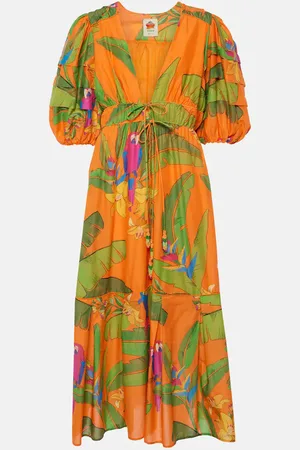Farm Rio Fresh Macaws cotton midi dress